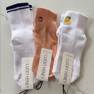 Lemon Peach Lucky Honey Pilates grip socks